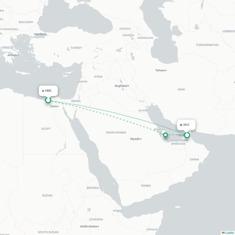 HBE - SHJ route map