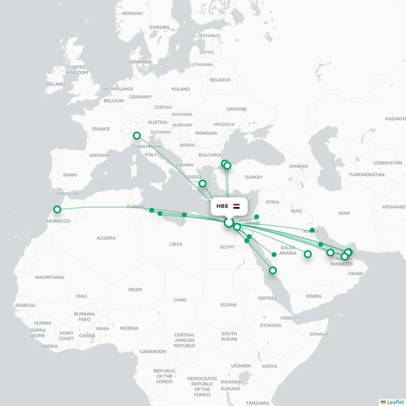 Route map Alexandria  HBE airport
