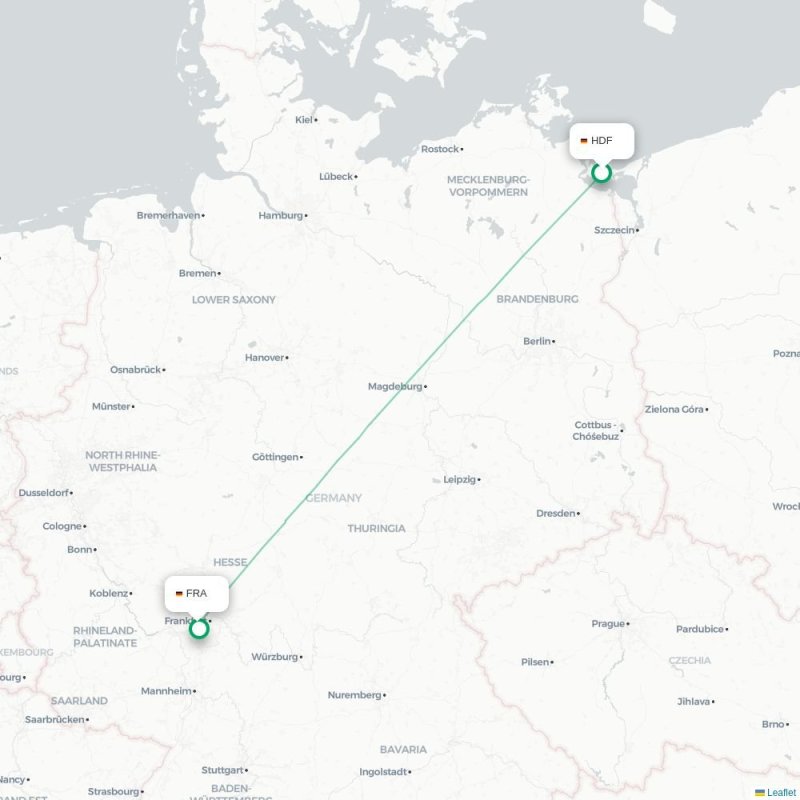 HDF - FRA route map