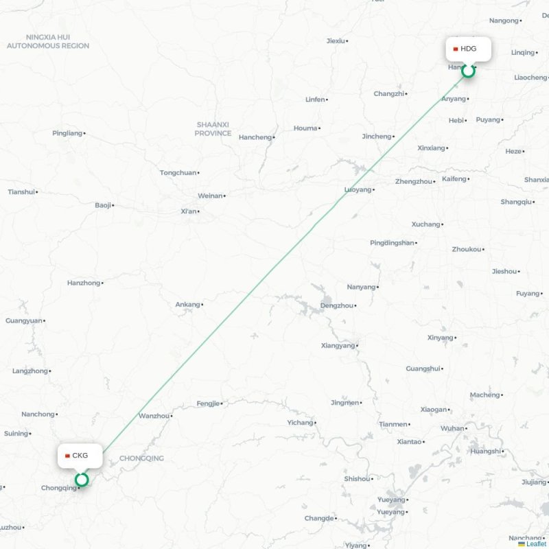 HDG - CKG route map