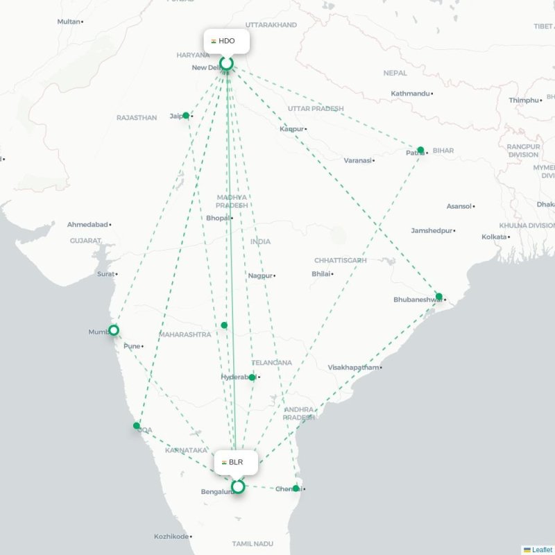 HDO - BLR route map