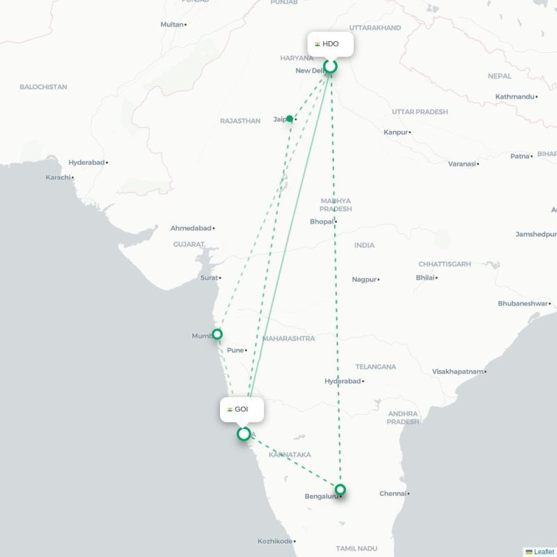 HDO - GOI route map