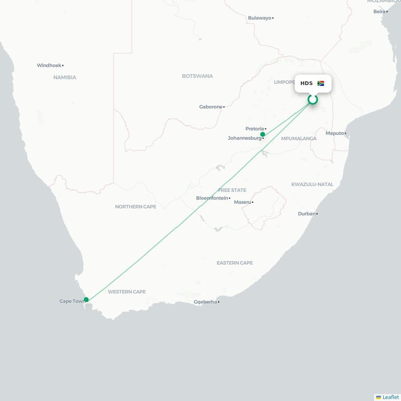 Route map Hoedspruit  HDS airport