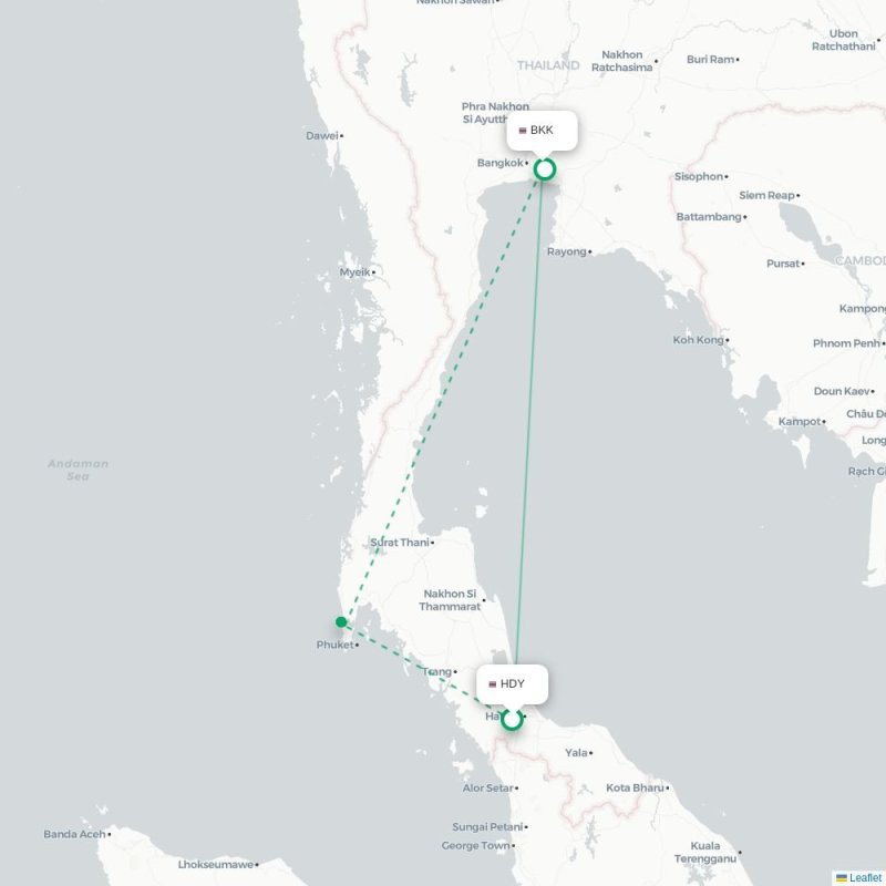 HDY - BKK route map