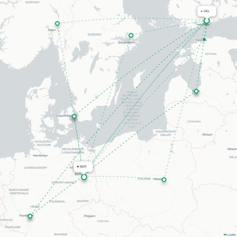 HEL - BER route map