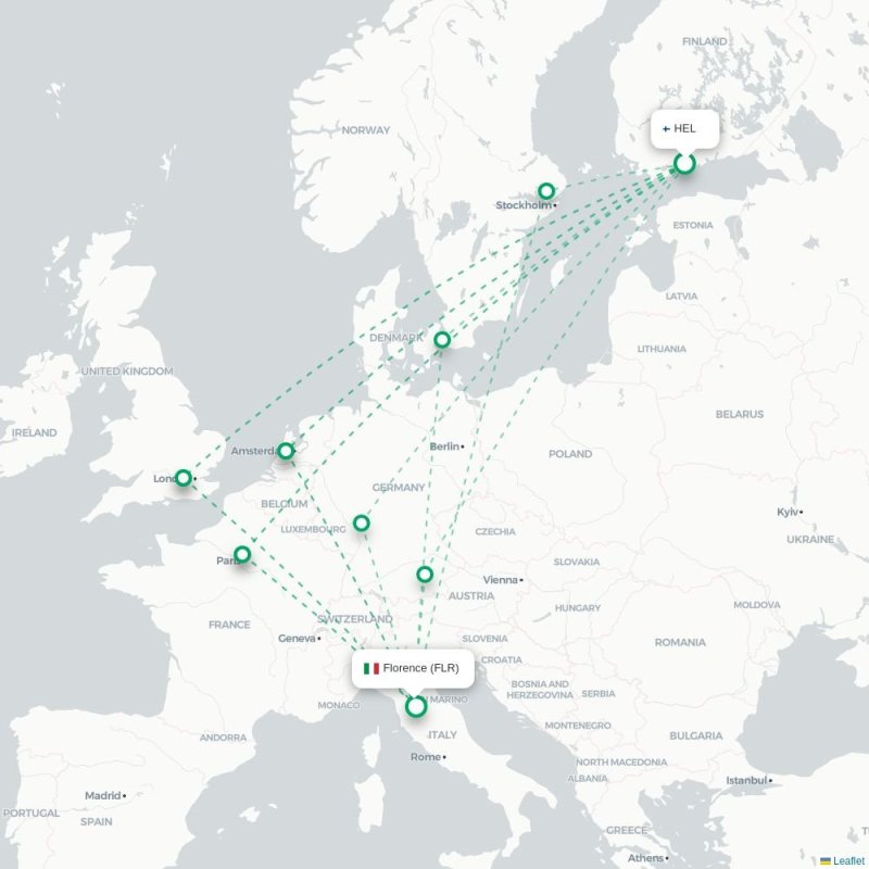 HEL - FLR route map