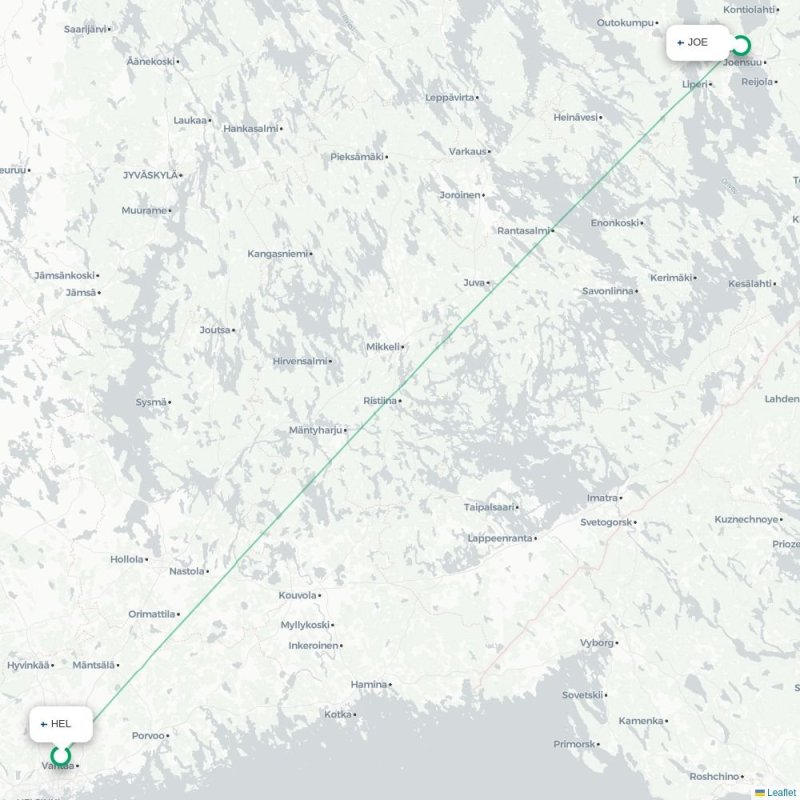 HEL - JOE route map