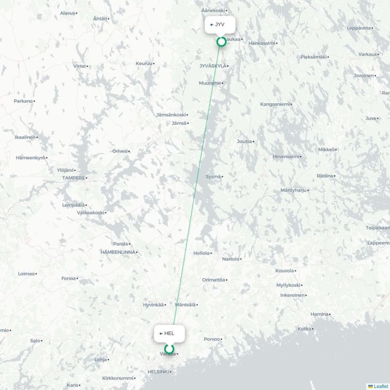 HEL - JYV route map