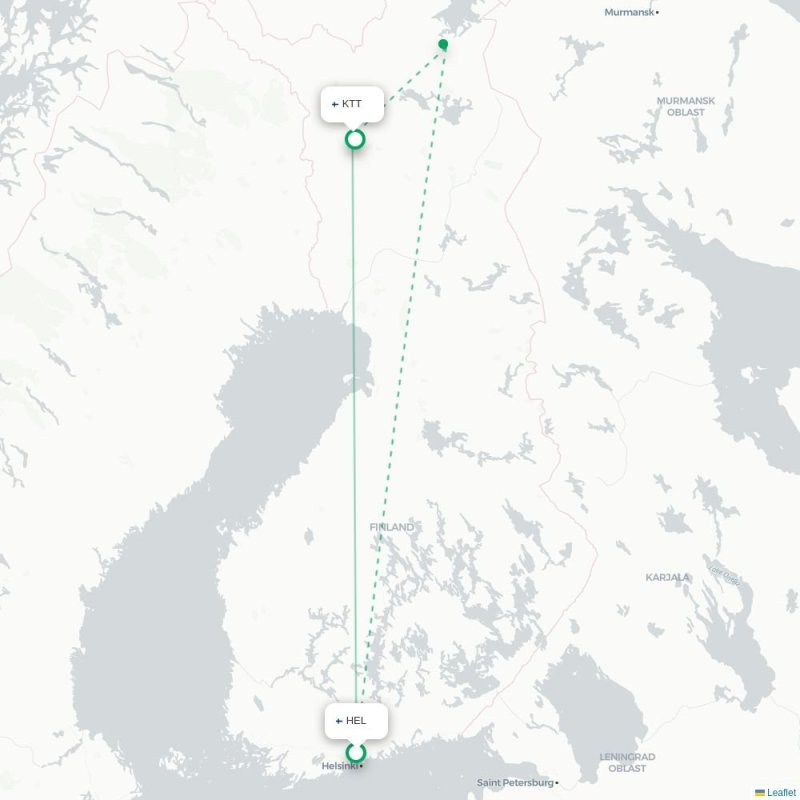 HEL - KTT route map