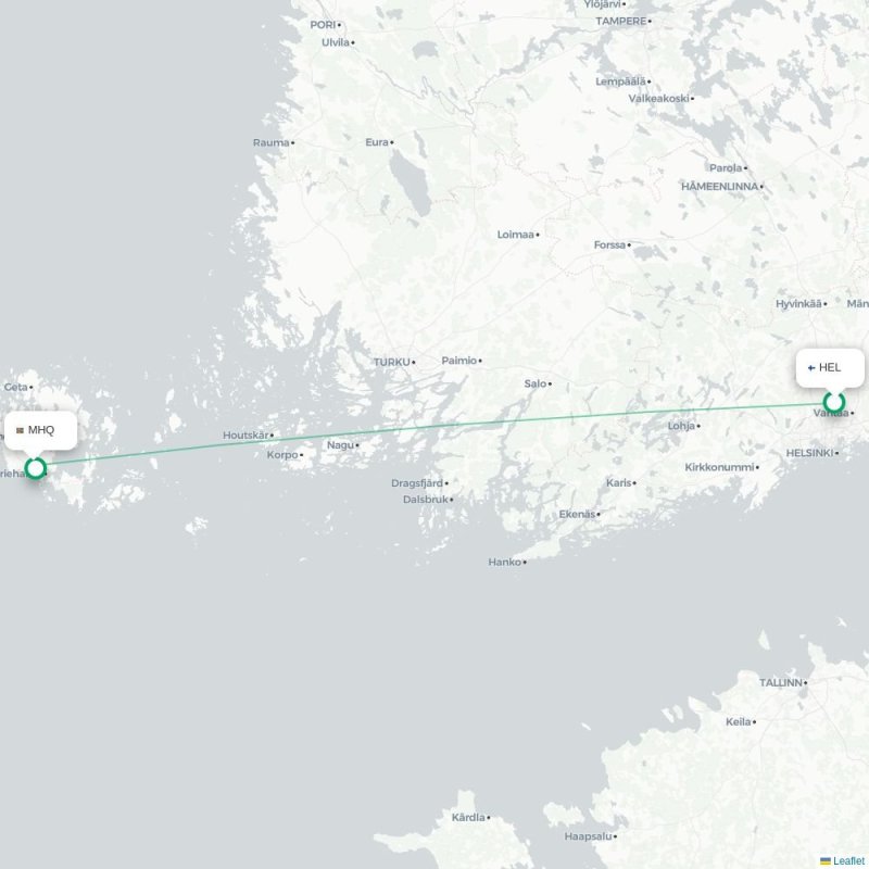 HEL - MHQ route map