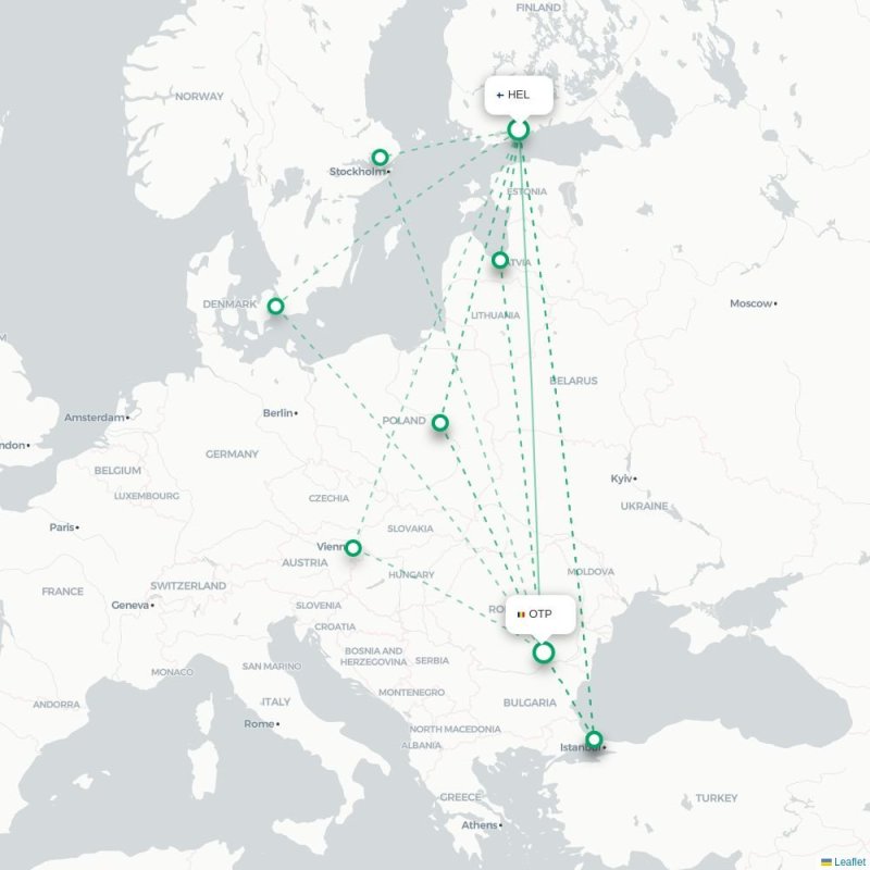 HEL - OTP route map