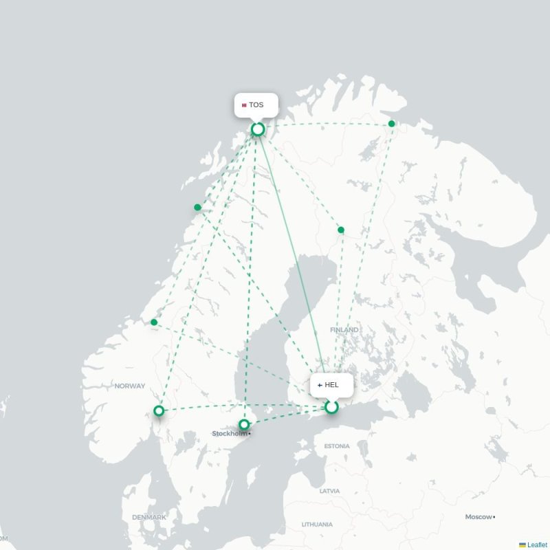 HEL - TOS route map