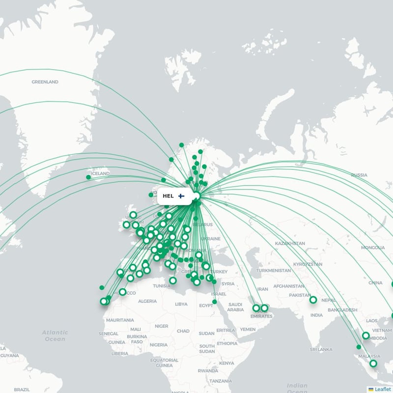 Route map Helsingfors  HEL airport