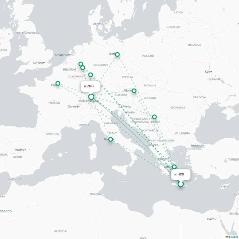 HER - ZRH route map
