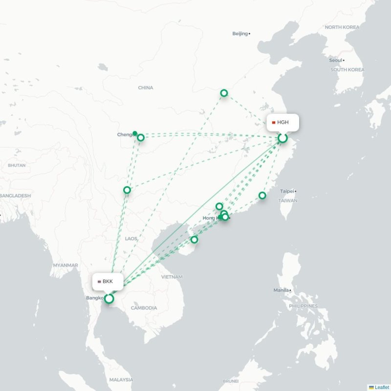 HGH - BKK route map