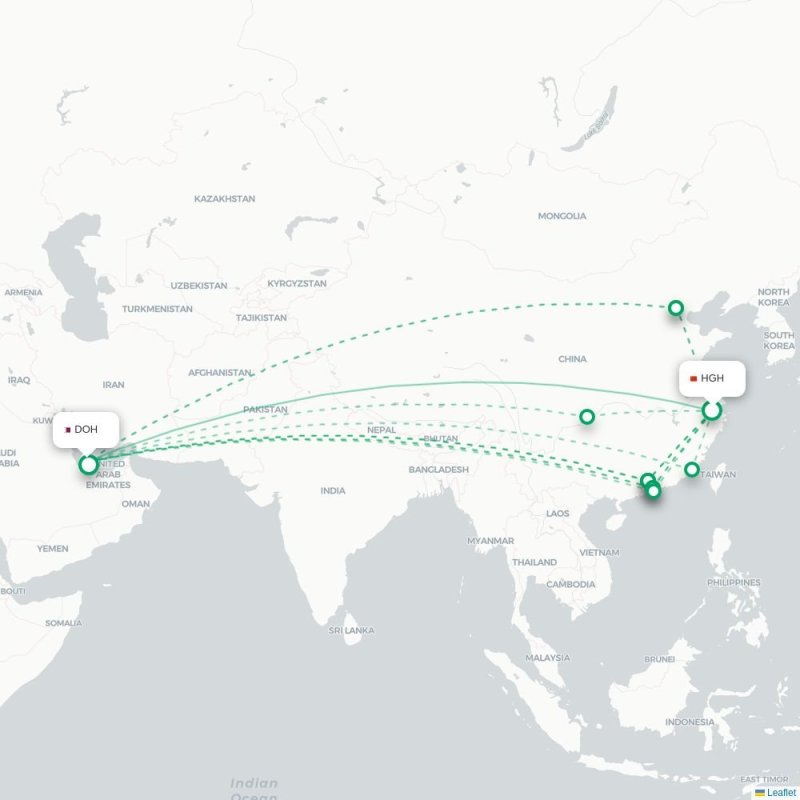 HGH - DOH route map