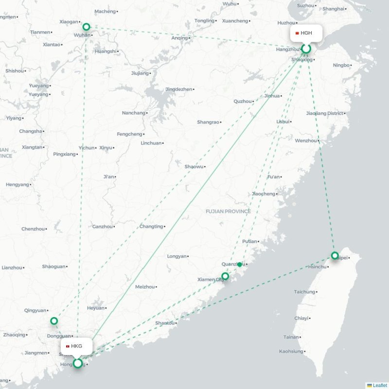 HGH - HKG route map