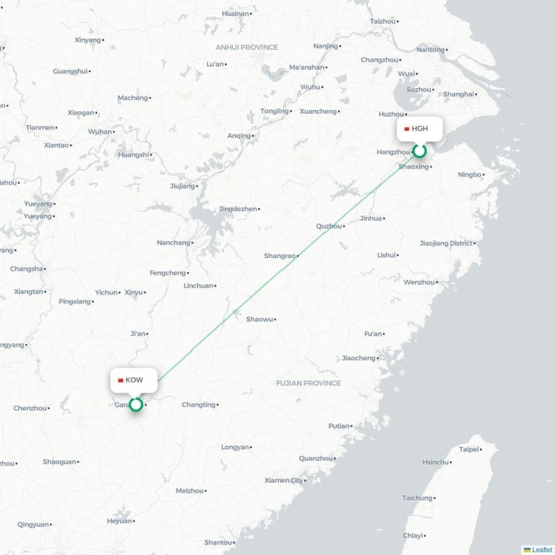 HGH - KOW route map