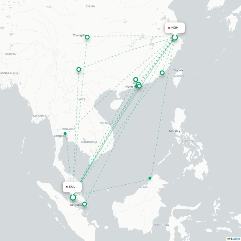 HGH - KUL route map