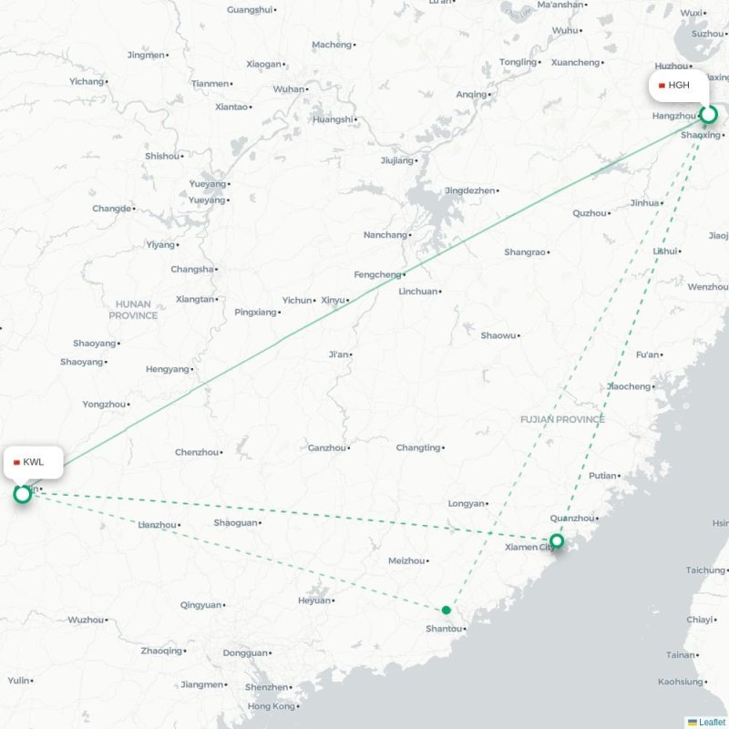 HGH - KWL route map