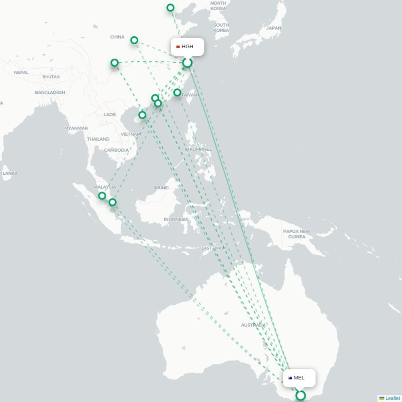 HGH - MEL route map
