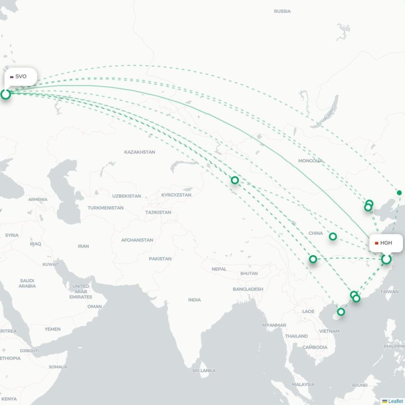 HGH - SVO route map