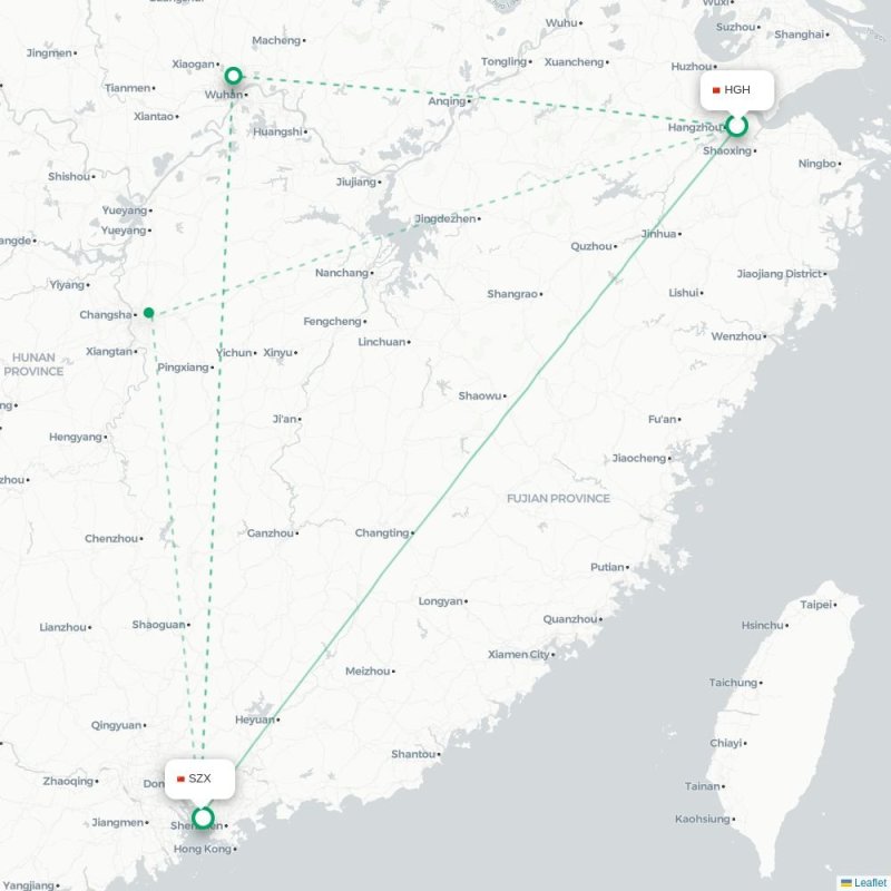 HGH - SZX route map