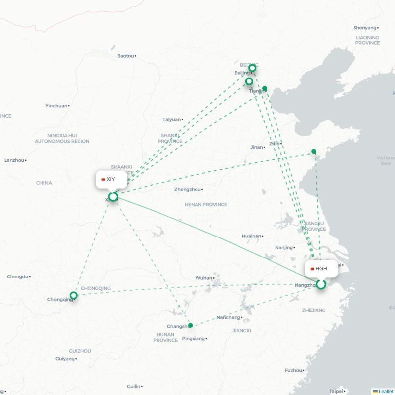 HGH - XIY route map