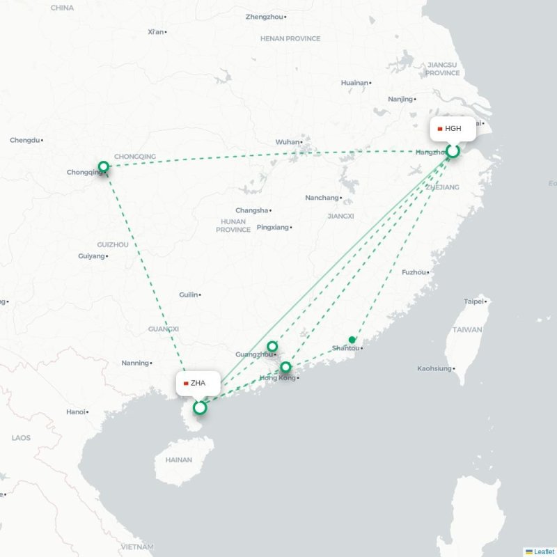 HGH - ZHA route map