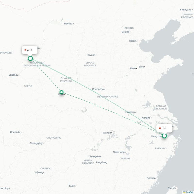HGH - ZHY route map
