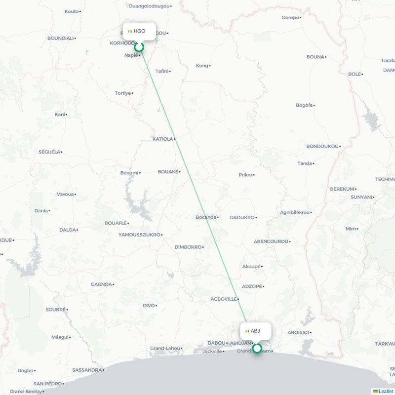 HGO - ABJ route map