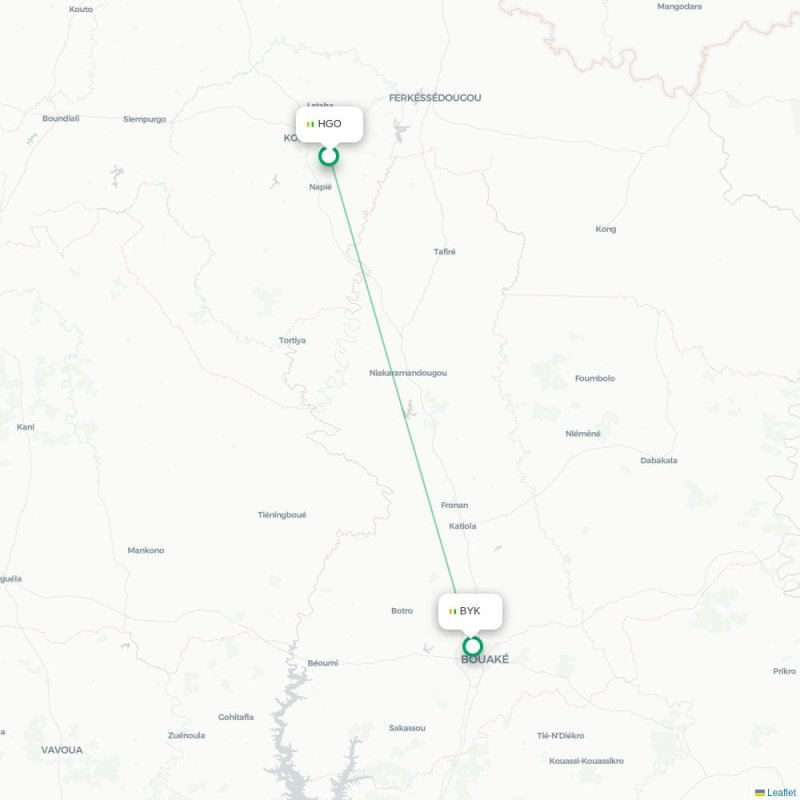 HGO - BYK route map