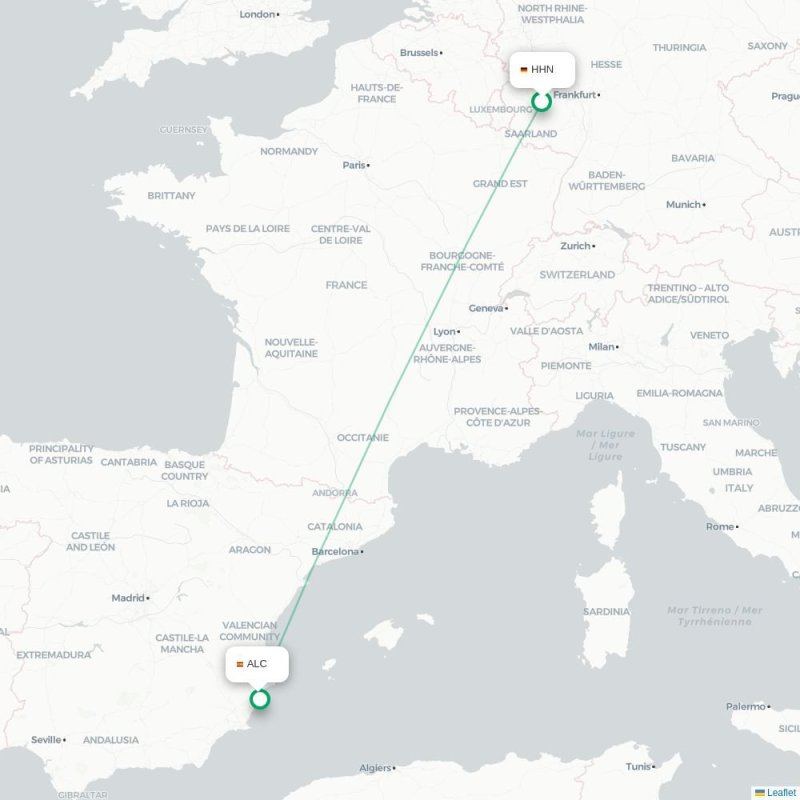 HHN - ALC route map