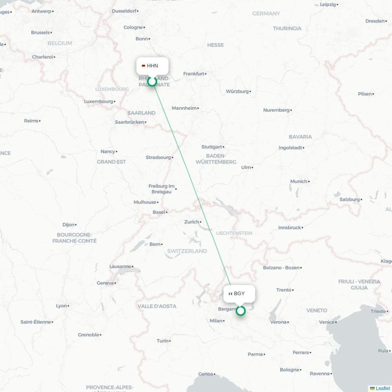 HHN - BGY route map
