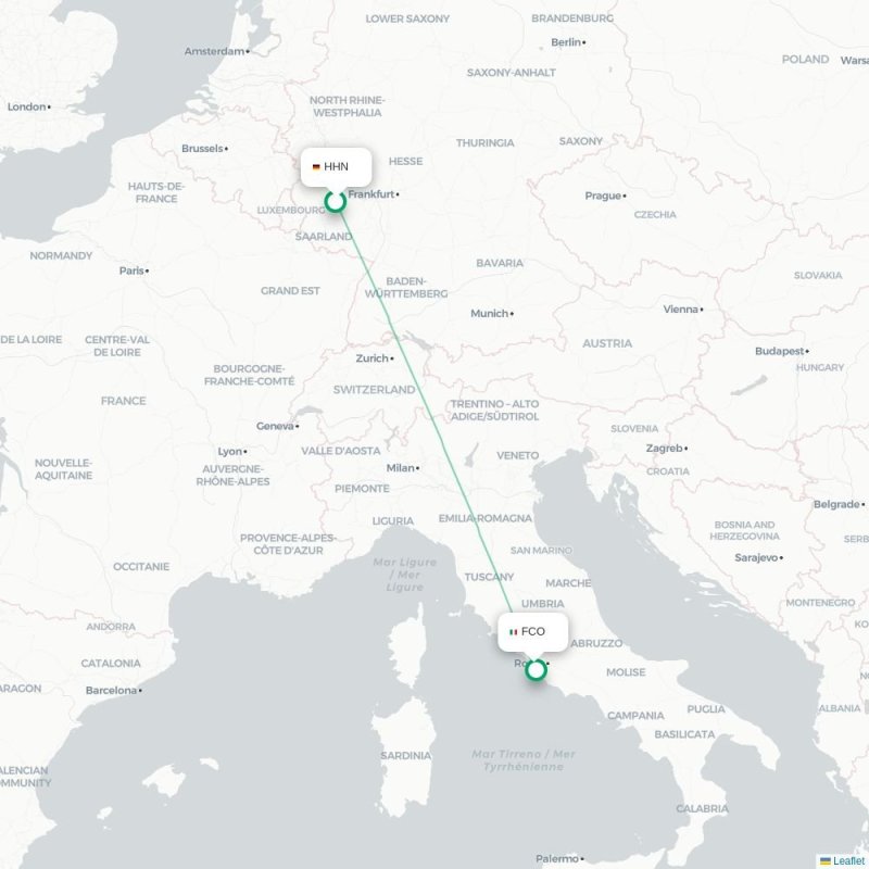 HHN - FCO route map