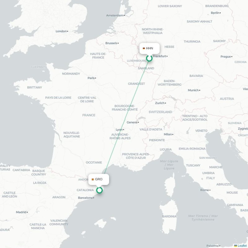 HHN - GRO route map