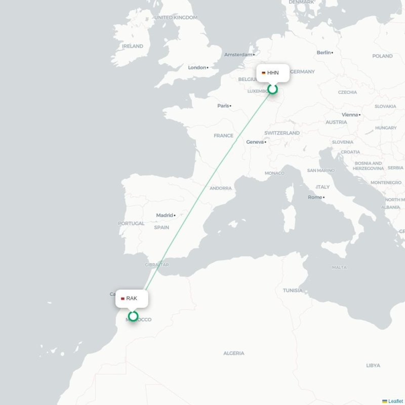 HHN - RAK route map