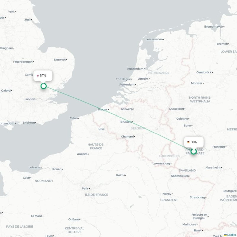 HHN - STN route map