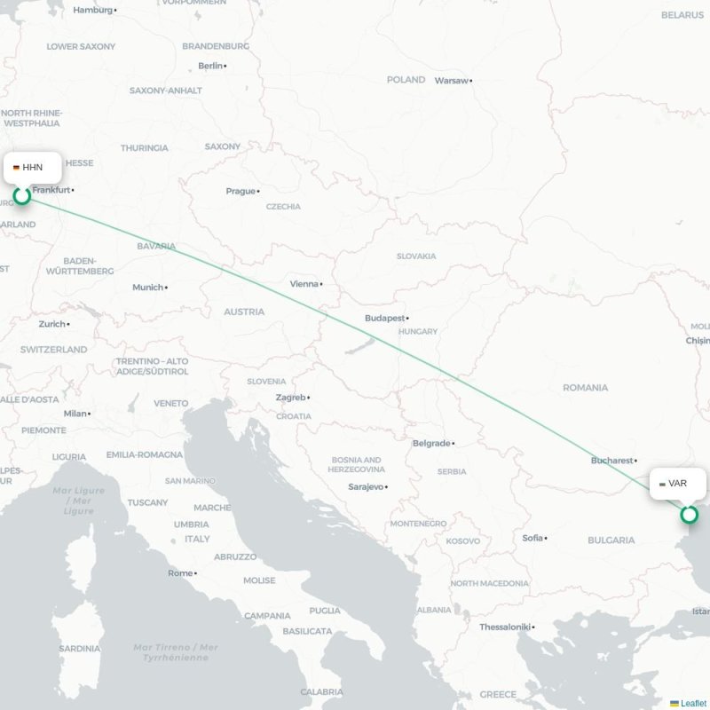 HHN - VAR route map