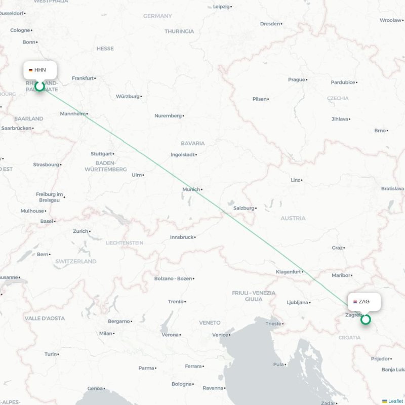 HHN - ZAG route map