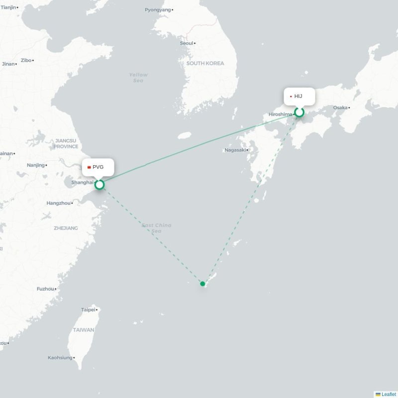 HIJ - PVG route map
