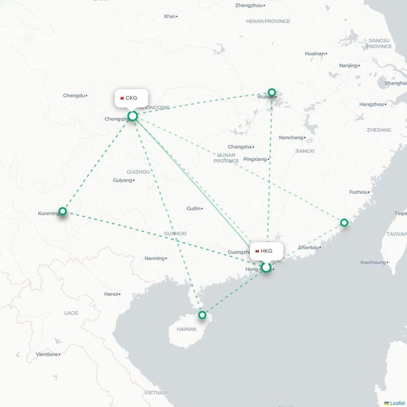HKG - CKG route map