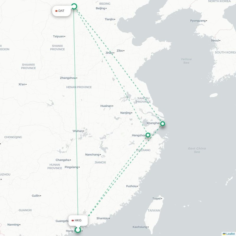 HKG - DAT route map
