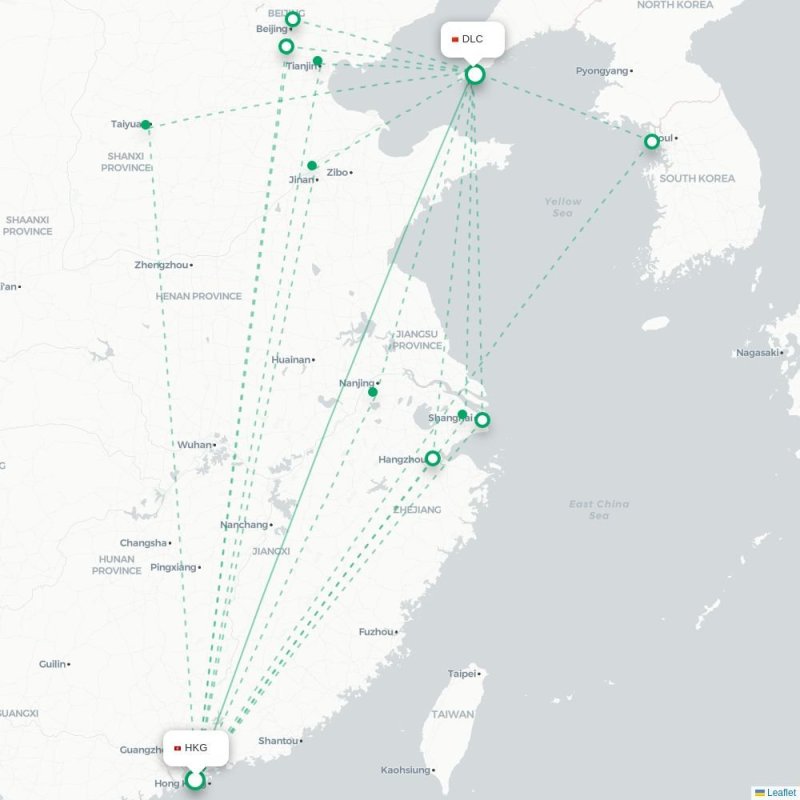 HKG - DLC route map