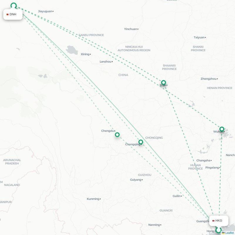 HKG - DNH route map