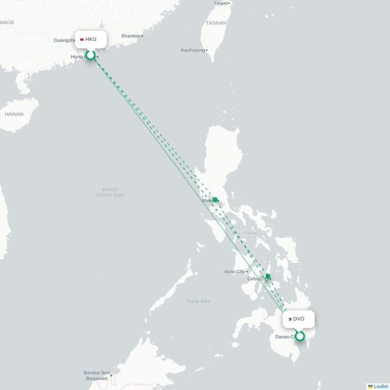 HKG - DVO route map