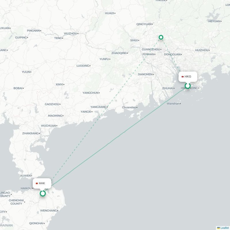 HKG - HAK route map