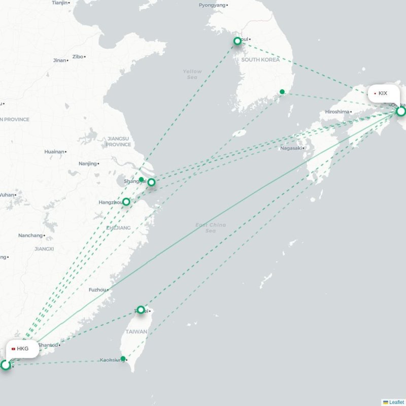 HKG - KIX route map