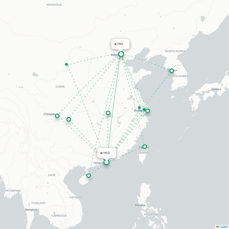 HKG - PEK route map