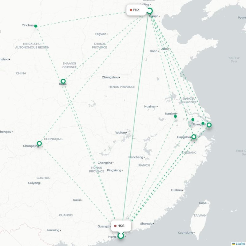HKG - PKX route map